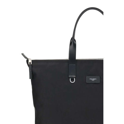 Dolce & Gabbana Black Leather Shoulder Bag with crocodile print, zip closure, and logo for a refined look.