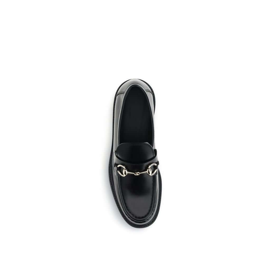 Gucci Black Calf Leather Bos Taurus Slip-On Loafers