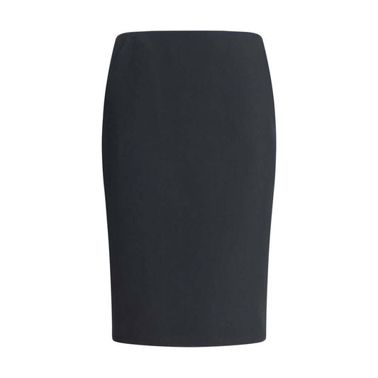 Giorgio Armani Black Recycled Polyester Midi Skirt featuring a sleek design, back zip closure, and slanted pockets for versatile styling.