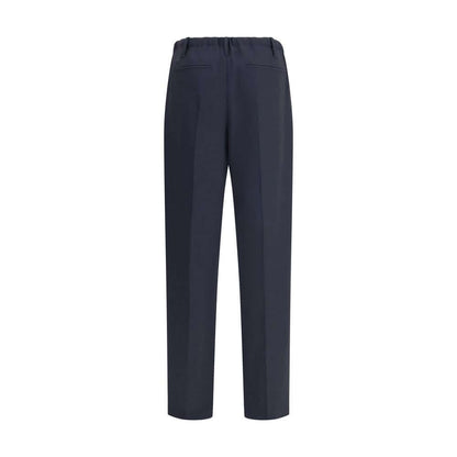 Brunello Cucinelli Gray Fleece Wool Casual Pants with straight leg and elasticated waistband for sophisticated comfort.