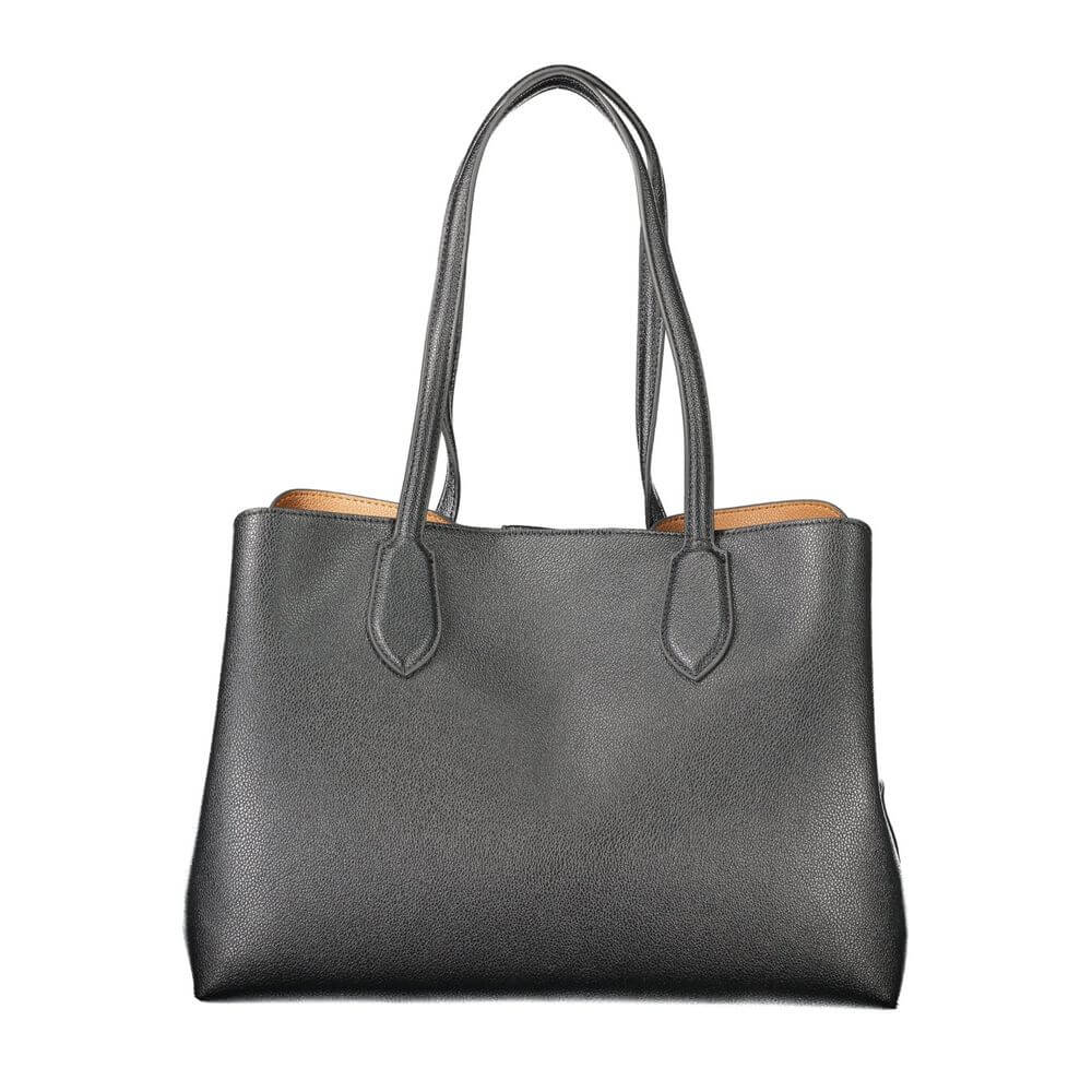 Twinset Black Polyethylene Women Handbag with dual compartments and Twinset logo, perfect for style and organization.