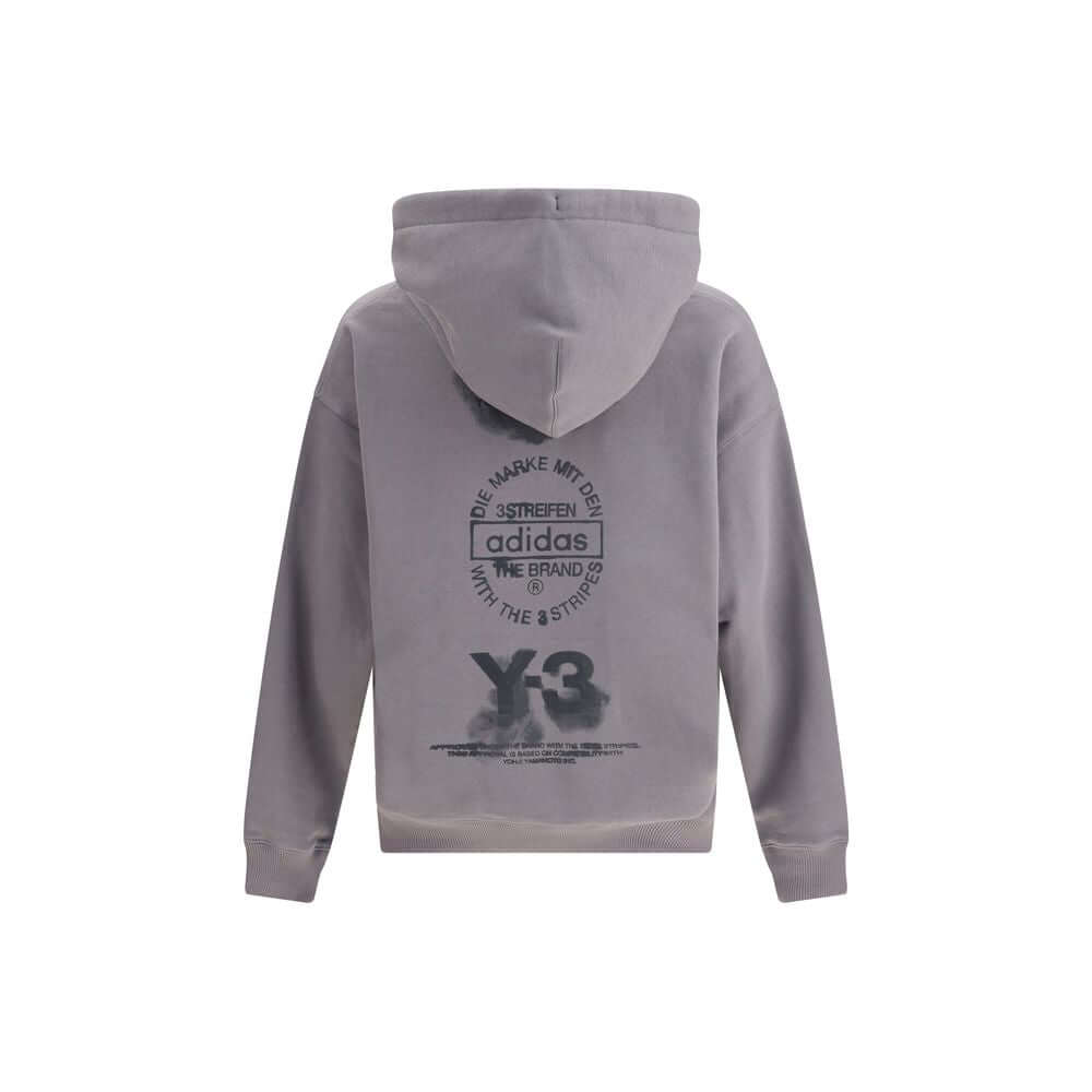 Y-3 Gray Cotton Sweatshirt with stacked logo and graphic back design, urban style, regular fit, made from soft cotton, AW25 collection