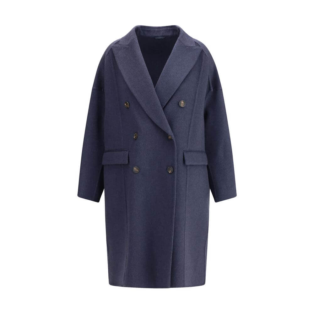 Brunello Cucinelli Blue Cashmere Coat