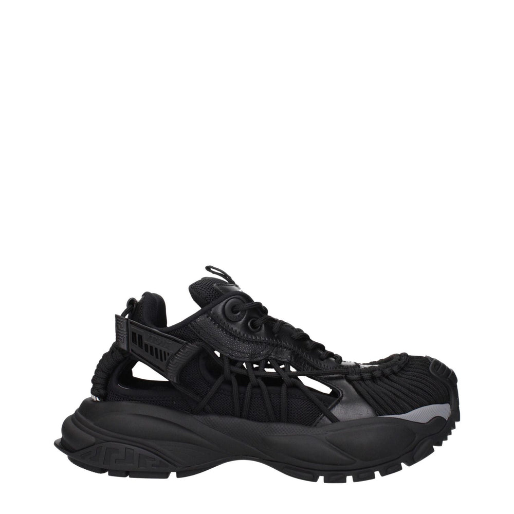 Versace Black Leather Athletic Sneakers