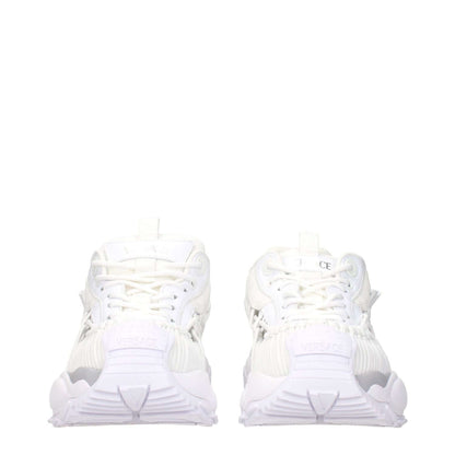 Versace White Leather Athletic Sneakers