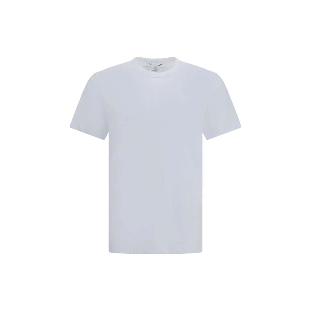 Comme Des Garçons White Cotton Sportswear T-Shirt with crew neck and minimalist logo design for AW25 collection, made in Turkey.