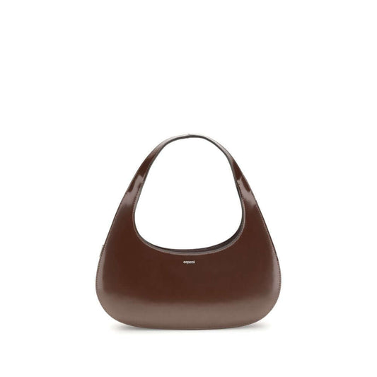 Coperni Brown Leather Shoulder Bag with elegant curved lines for everyday use.