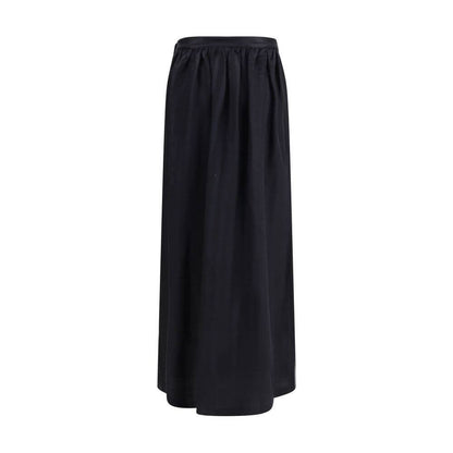 Kristina Ti Black Fleece Wool Long Skirt