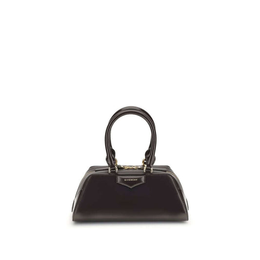 Givenchy Brown Calf Leather Bos Taurus Handbag with dual leather handles and signature embossed appliqué.