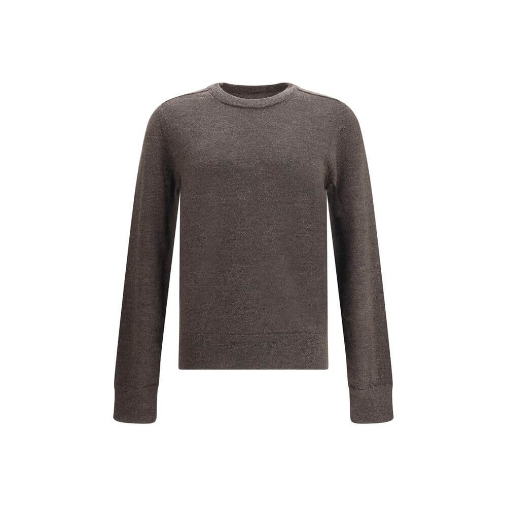 Margiela Brown Wool Sweatshirt with signature stitching and ribbed cuffs, showcasing refined seasonal design by Maison Margiela.