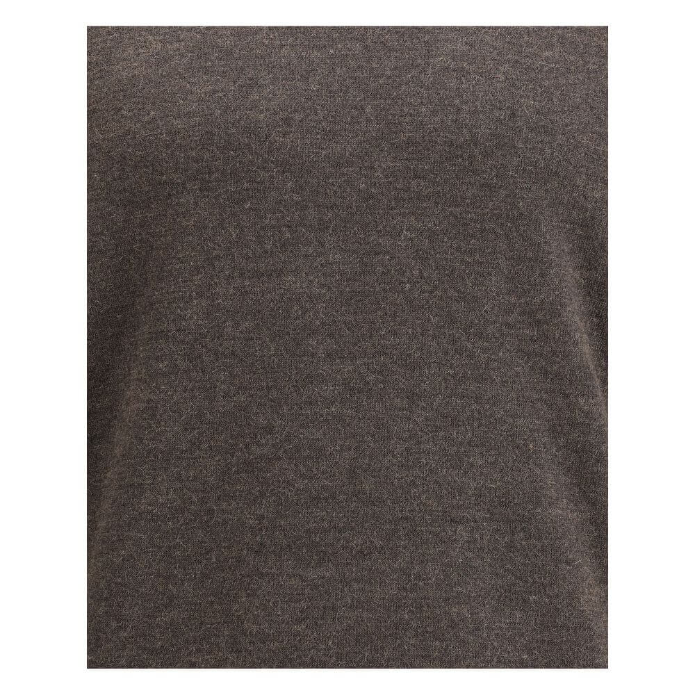 Margiela Brown Wool Sweatshirt featuring pure wool fabric and discreet signature stitching, showcasing luxury fashion.
