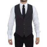 Dolce & Gabbana Gray Striped Formal Dress Gilet Vest