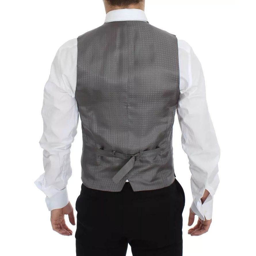 Dolce & Gabbana Gray Striped Formal Dress Gilet Vest