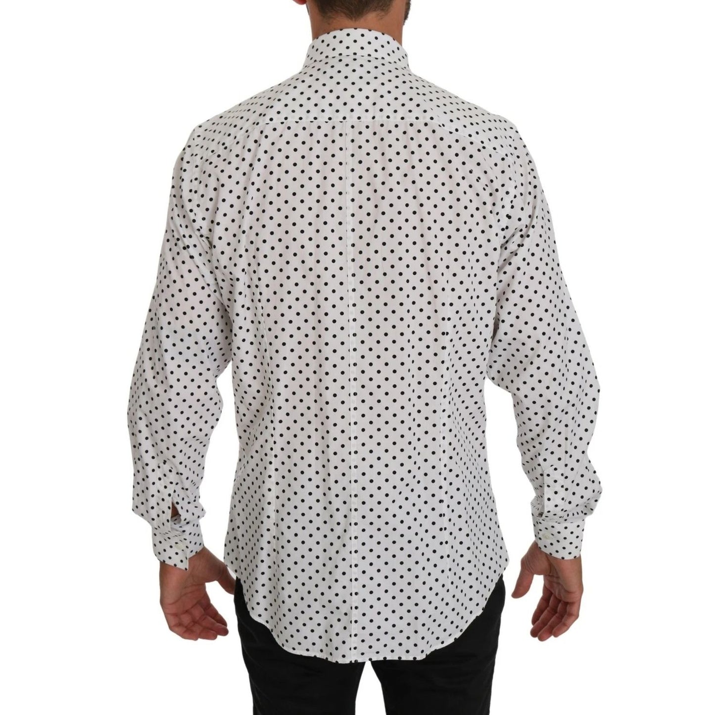 Dolce & Gabbana White Dotted Dress Formal MARTINI Shirt