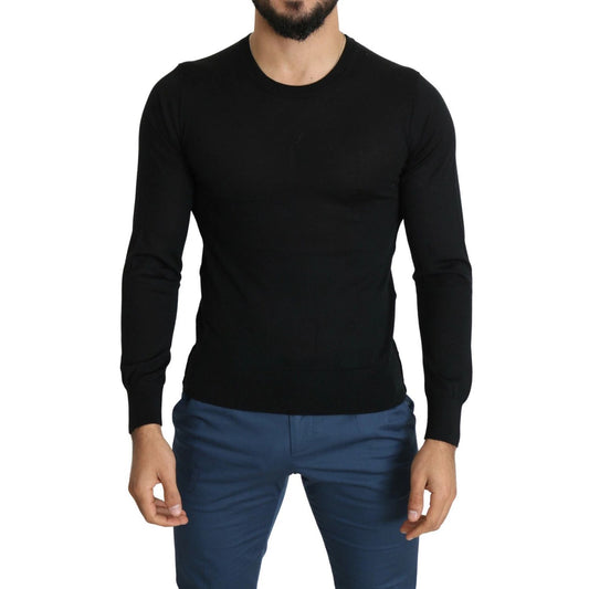 Dolce & Gabbana Black Cashmere Crewneck Pullover Sweater