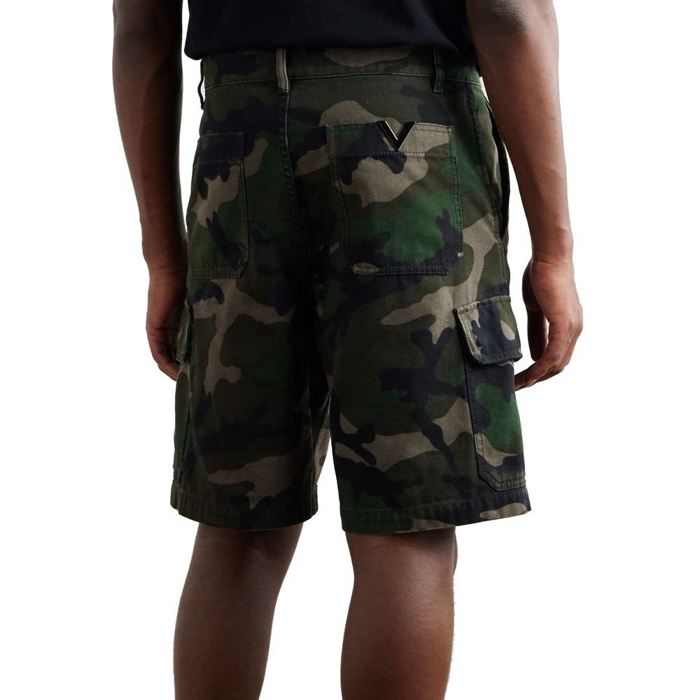 Valentino Green Cotton Cargo Shorts