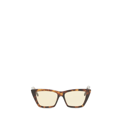 Saint Laurent Beige Acetate Sunglasses with square frame and engraved temples, AW25 collection.