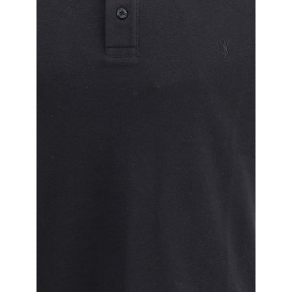 Saint Laurent Black Cotton Polo Shirt