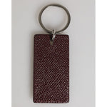 Dolce & Gabbana Dark Brown Leather Logo Metal Ring Men Keychain Keyring