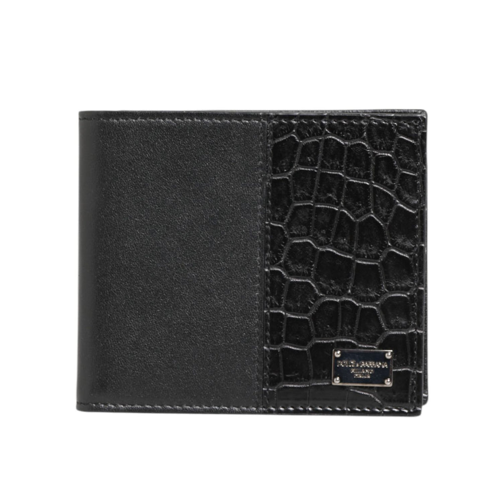 Dolce & Gabbana Black Exotic Leather Bifold Card Holder Men Wallet