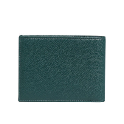Dolce & Gabbana Green Leather DG Logo Plaque Bifold Card Holder Wallet