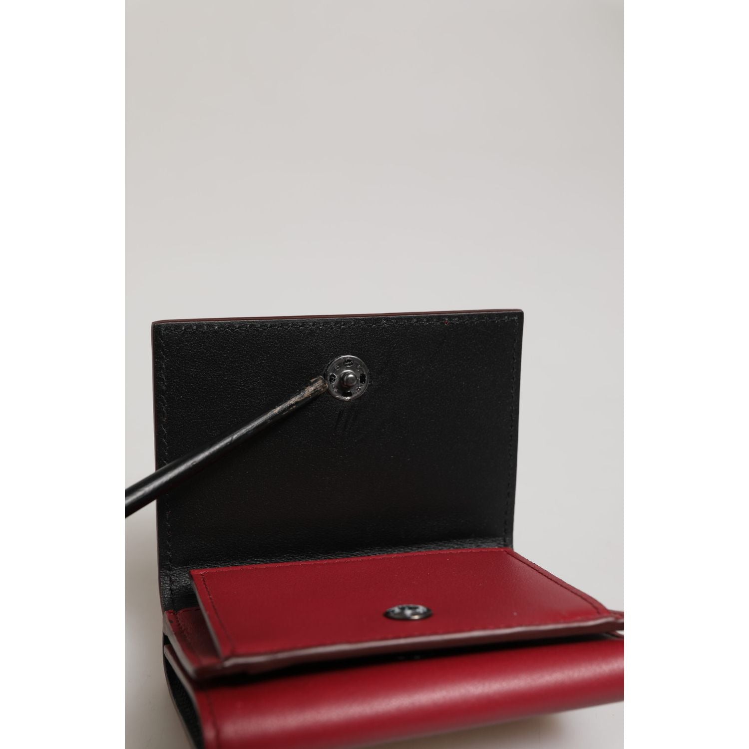 Dolce & Gabbana Red Leather Bold Logo Print Trifold Men Card Holder Wallet