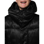 Dolce & Gabbana Black Monogram Logo Puffer Nylon Hooded Jacket