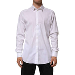 Dolce & Gabbana White Cotton GOLD Long Sleeves Formal Shirt