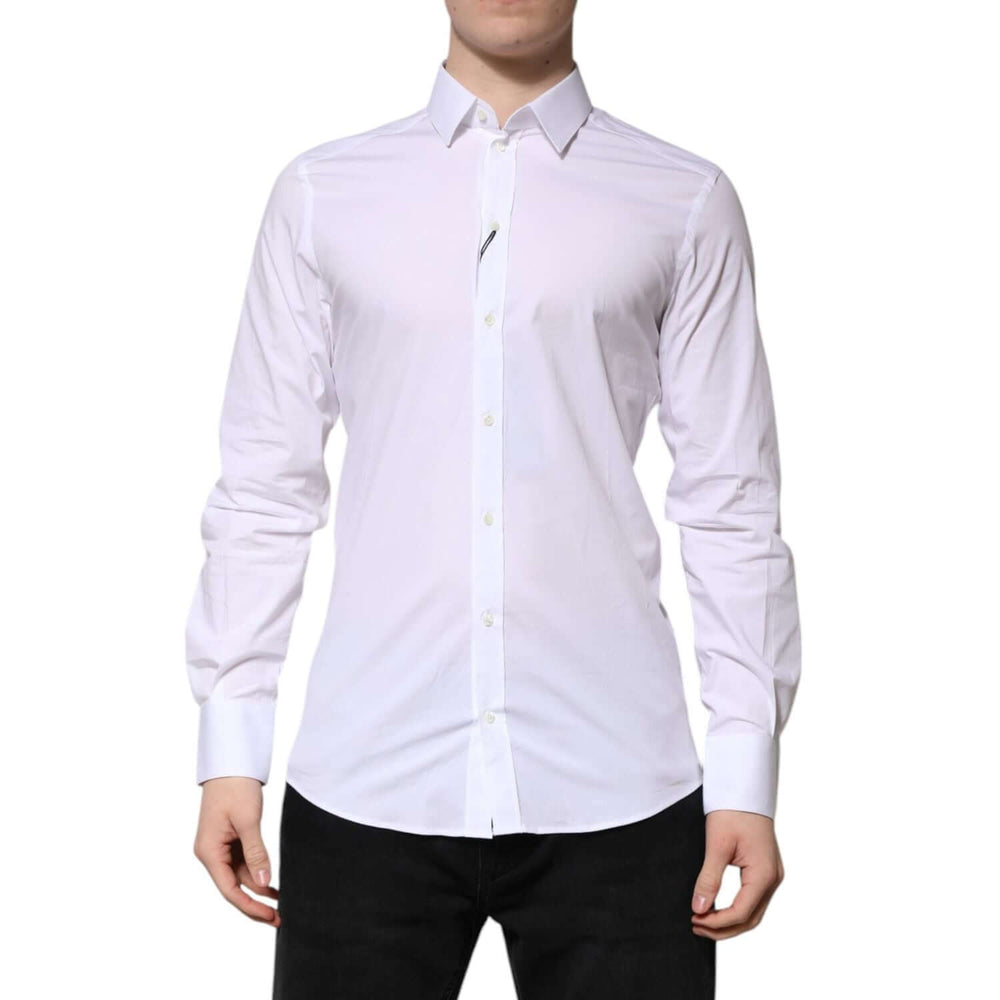 Dolce & Gabbana White Cotton GOLD Long Sleeves Formal Shirt TSH91345-39
