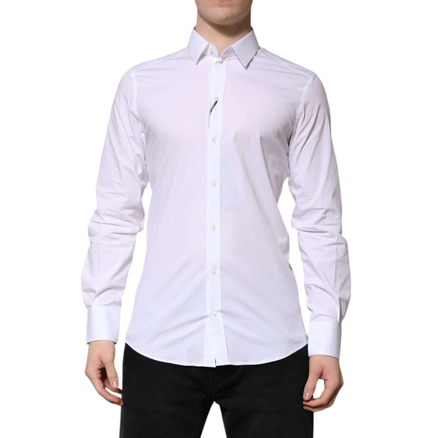 Dolce & Gabbana White Cotton GOLD Long Sleeves Formal Shirt TSH91345-39