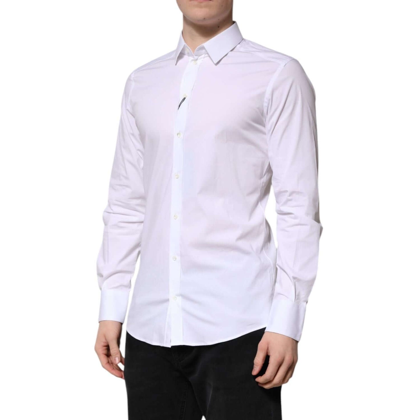 Dolce & Gabbana White Cotton GOLD Long Sleeves Formal Shirt TSH91345-39