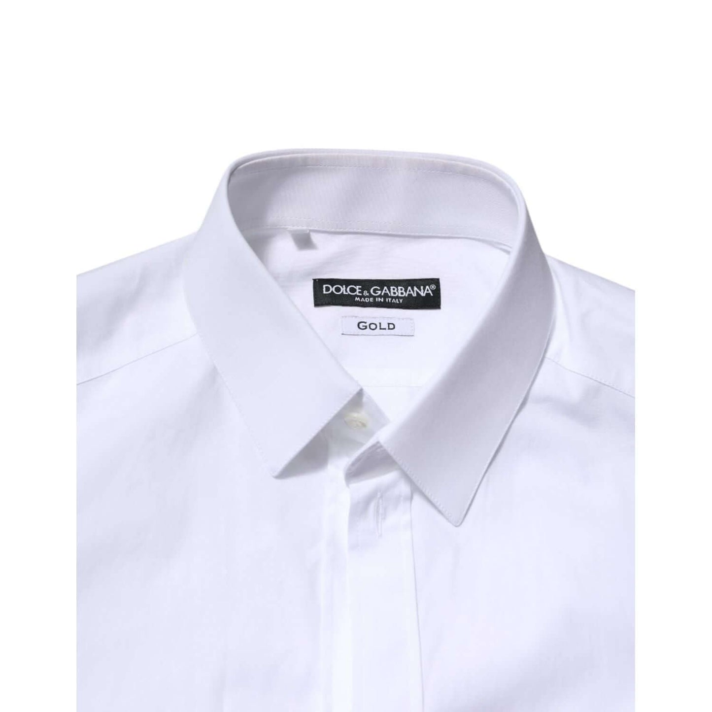Dolce & Gabbana White Cotton GOLD Long Sleeves Formal Shirt TSH91345-39