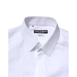 Dolce & Gabbana White Cotton GOLD Long Sleeves Formal Shirt TSH91345-39