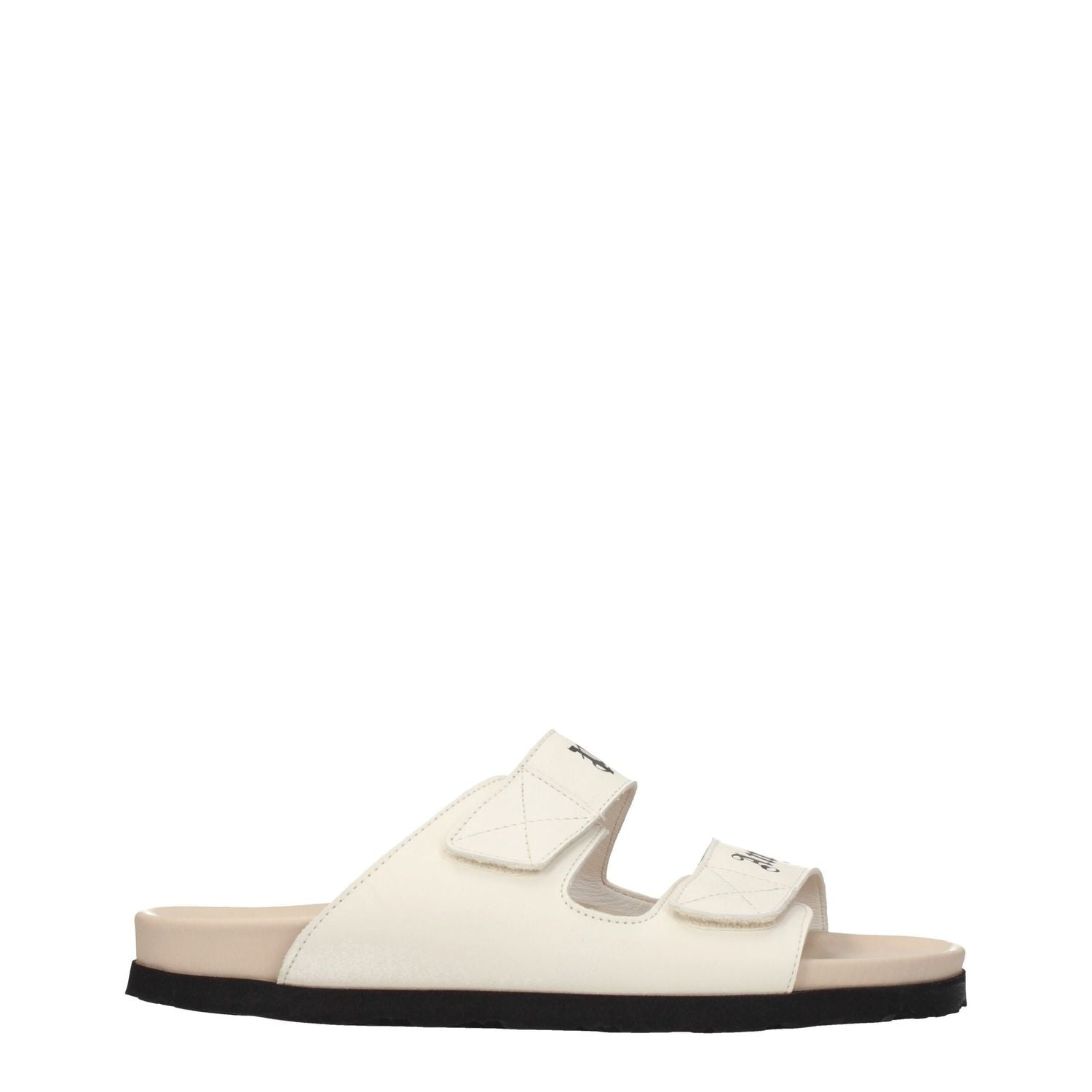 Palm Angels Beige Leather Slippers