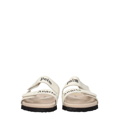 Palm Angels Beige Leather Slippers