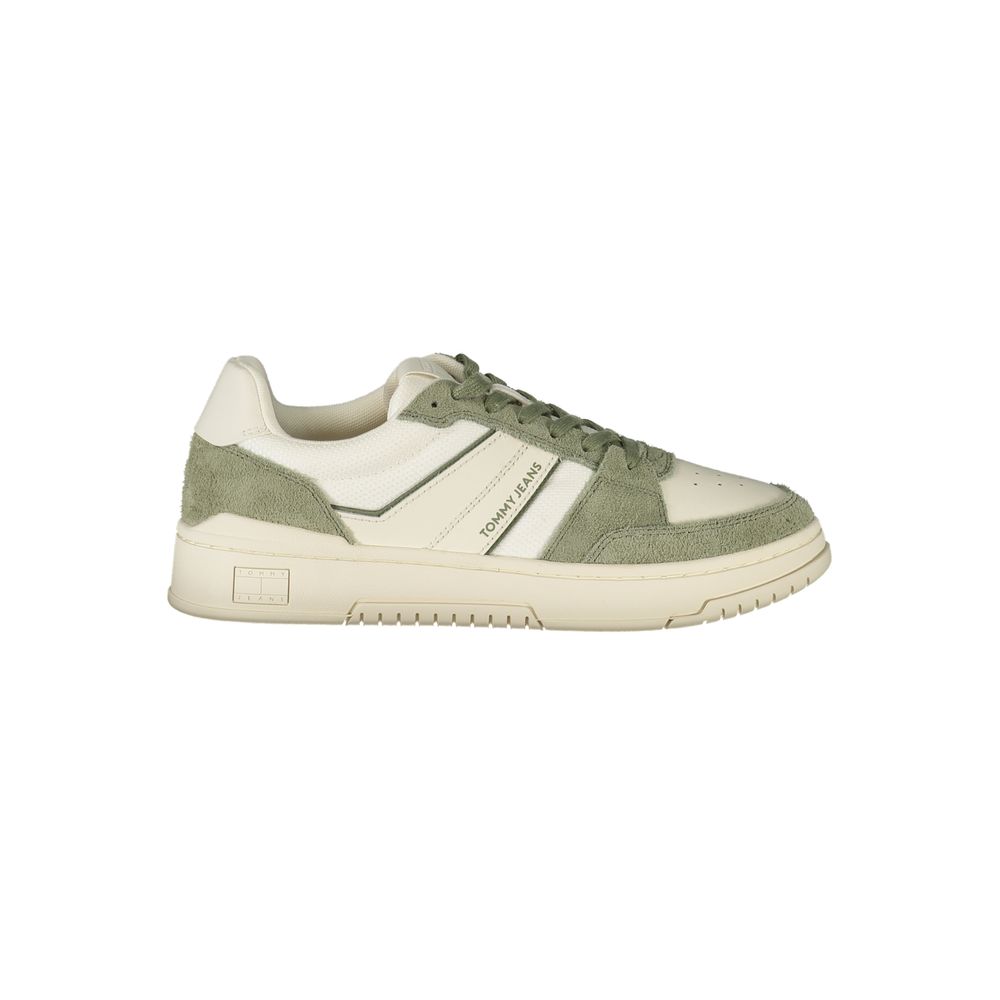 Tommy Hilfiger White Leather Men Sneaker with green accents