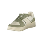 Tommy Hilfiger White Leather Men Sneaker with green accents, showcasing sporty style and comfort with removable footbed
