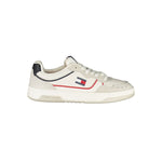 Tommy Hilfiger White Leather Men Sneaker with red and blue accents for stylish comfort.