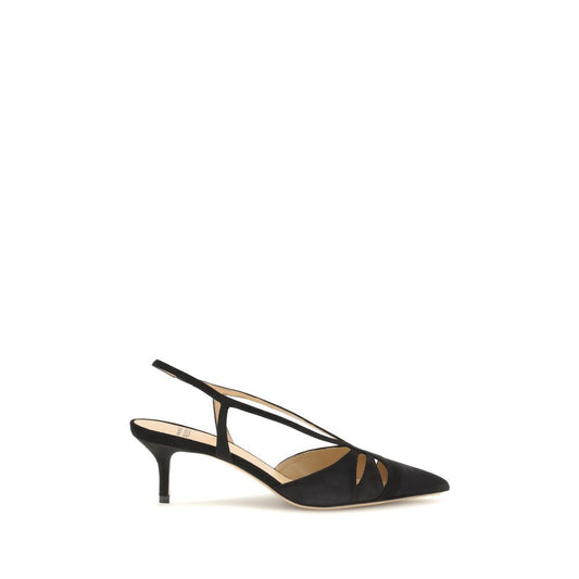 Francesco Russo Black Calf Leather Bos Taurus Mid Heel Pumps