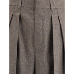Saint Laurent Wool Herringbone pattern wide leg Pants SA-824389Y7K542003-IT36 | XS