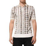 Dolce & Gabbana Silk Ivory Coin Print Logo Men Polo T-shirt