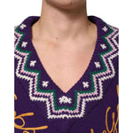 Dolce & Gabbana Purple Wool DG Logo Men Knit Pullover Sweater