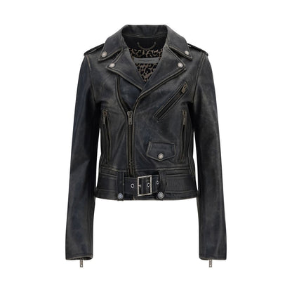 Golden Goose Black Calf Leather Bos Taurus Biker Jacket