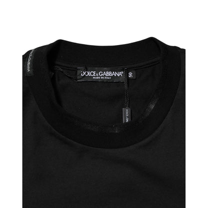 Dolce & Gabbana Black Cotton Embroidered DG Logo Pocket T-shirt