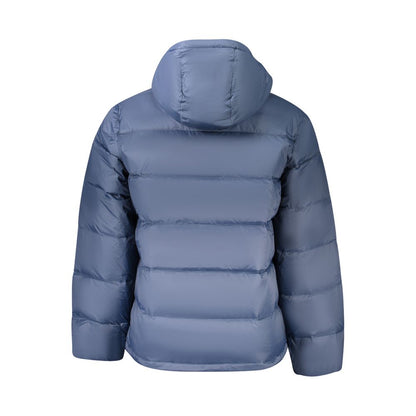 Calvin Klein Blue Polyamide Men Jacket with removable hood and wind-resistant design for urban sophistication.