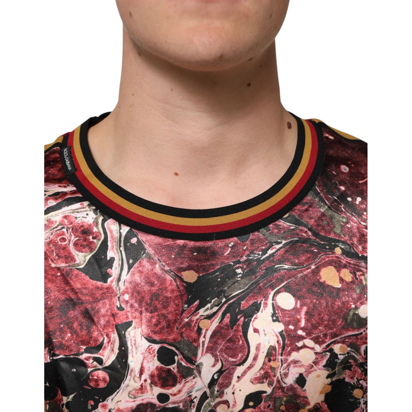 Dolce & Gabbana Multicolor Polyester Marble Print Oversize T-shirt