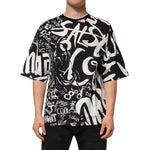 Dolce & Gabbana Black White Cotton Oversized Graffiti T-shirt