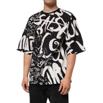 Dolce & Gabbana Black White Cotton Oversized Graffiti T-shirt