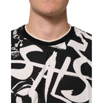 Dolce & Gabbana Black White Cotton Oversized Graffiti T-shirt