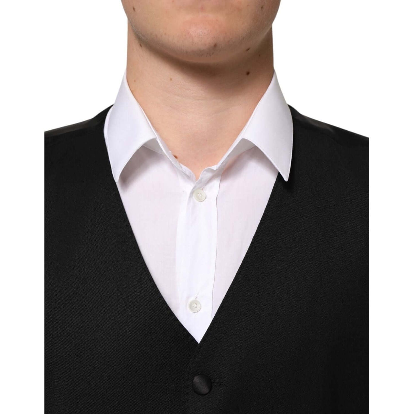Dolce & Gabbana Black Wool Dress Formal Men Waistcoat Vest TSH90803-56